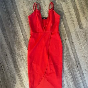Misguided from Nordstrom red plunge dress with slit size US4